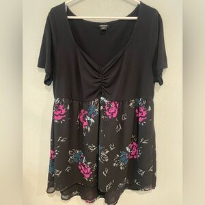 Torrid Black Floral Blouse